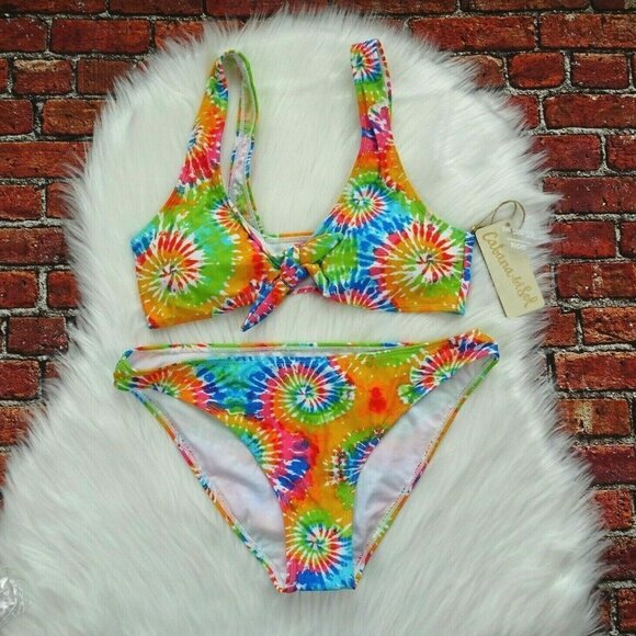 Cabana Del Sol Tie-Dye Swimwear 2-Piece Set Bikini Top & Bottoms NWT L - Picture 3 of 10